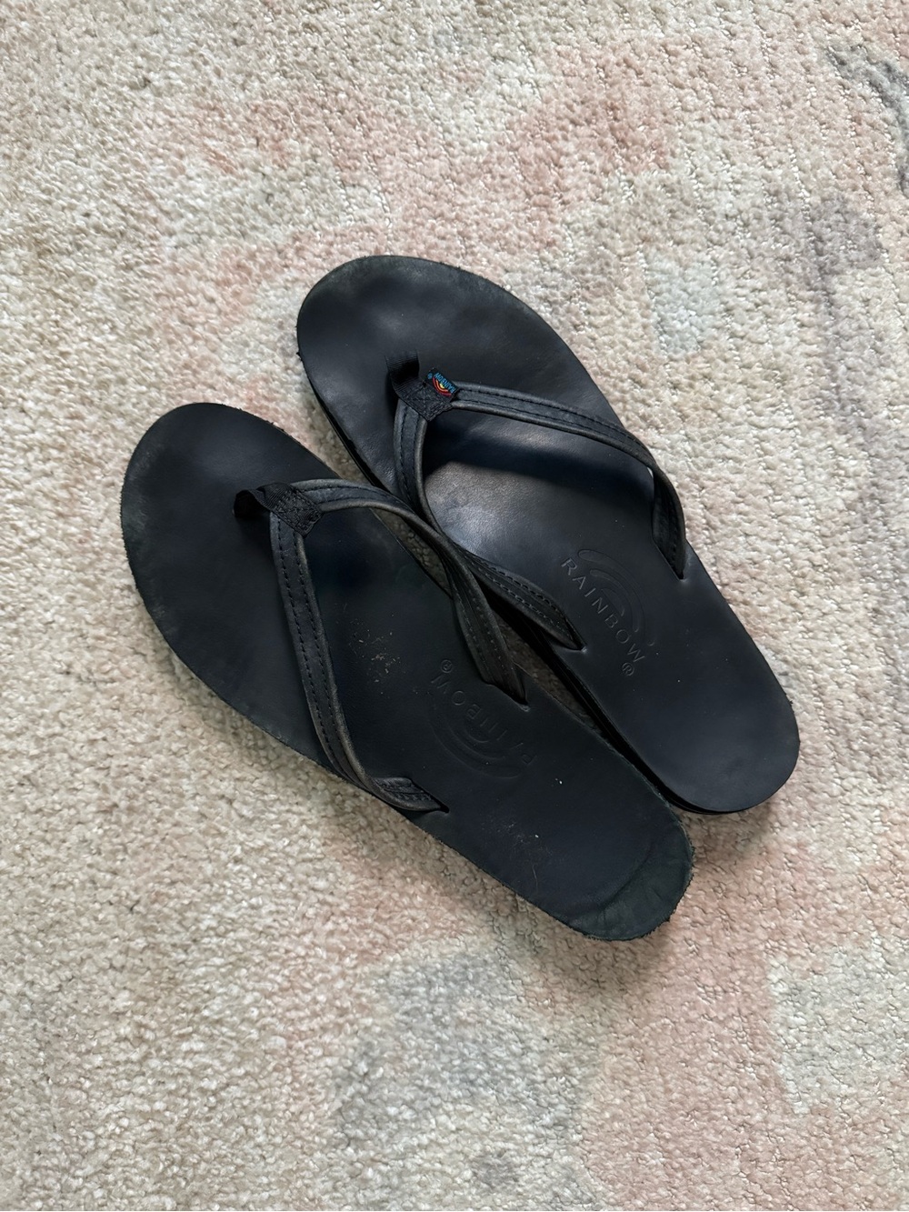 Rainbow Classic women’s  Black Leather Flip-Flops